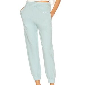 $295 RTA Denim S Sydney Classic Sweatpant in Mint Logo Embroidery Joggers Lounge